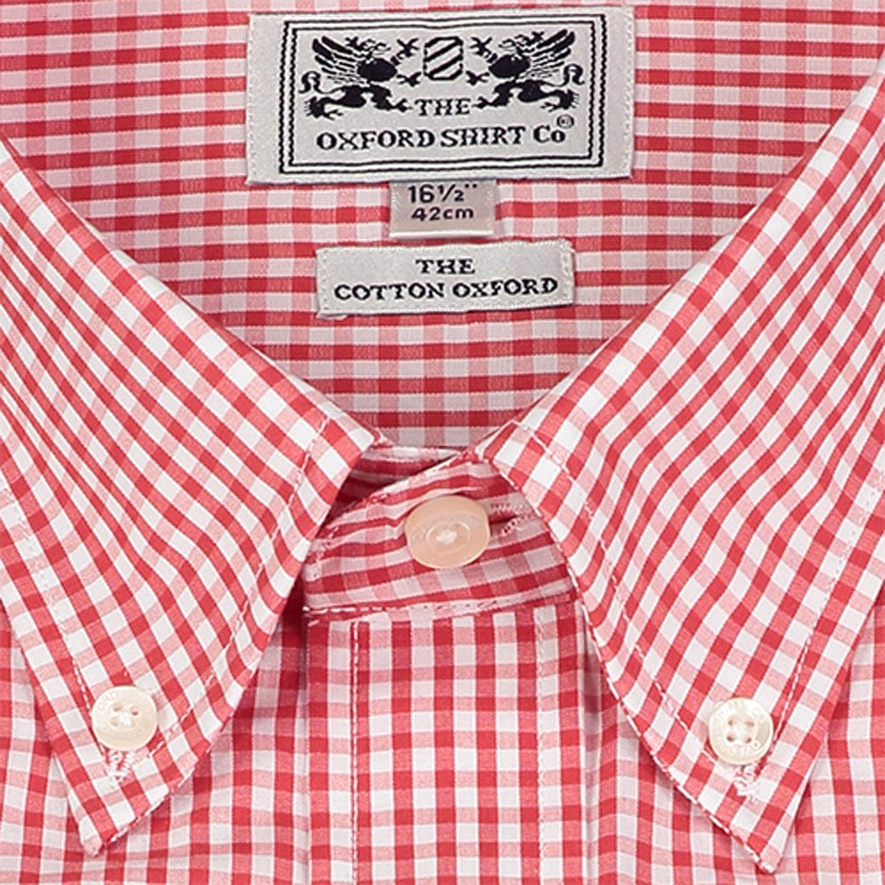 Mens Button Down Shirt in Red Gingham - Oxford Shirt Co.