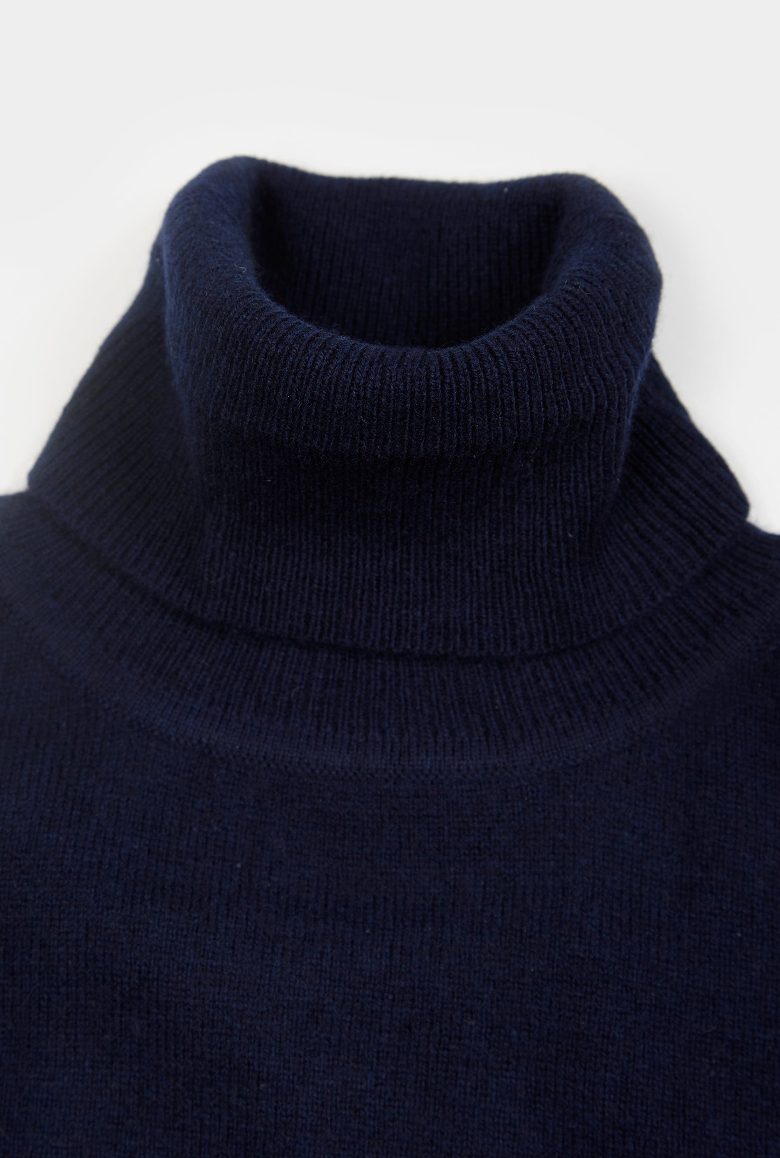 Womens Roll Neck Cashmere Jumper in Navy Oxford Shirt Co