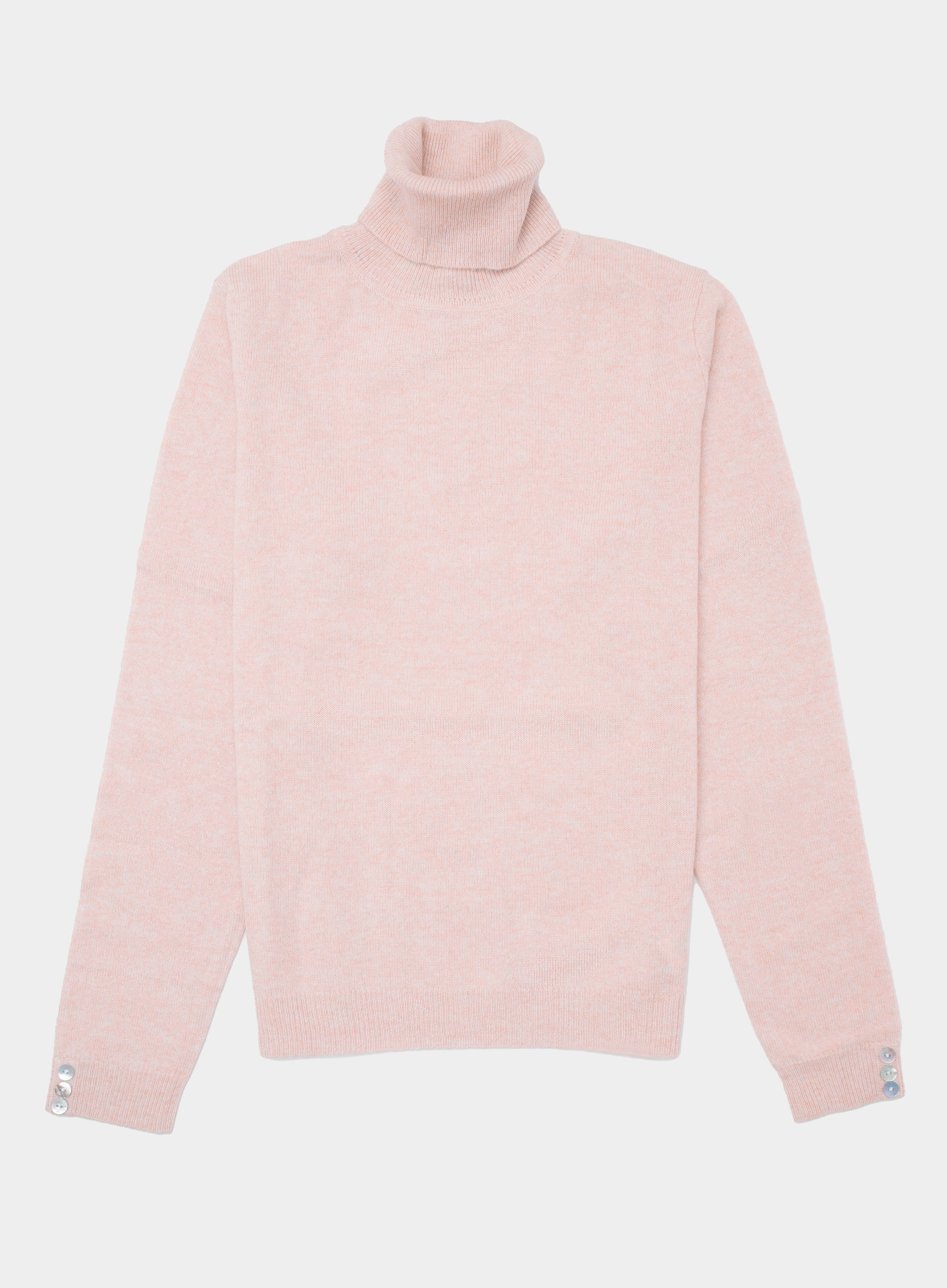 Womens Roll Neck Cashmere Jumper in Pastel Pink Oxford Shirt Co