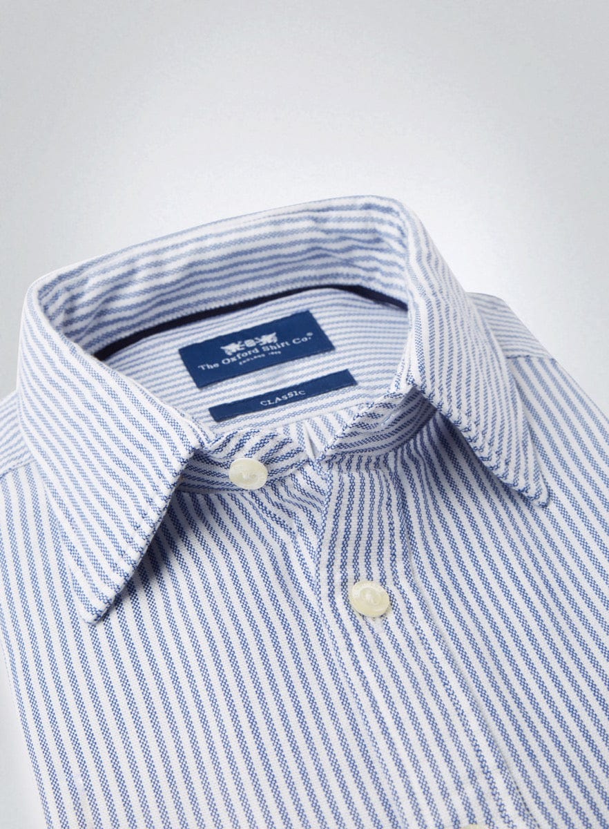 Mens Classic Oxford Shirt in Dark Blue Stripe - Oxford Shirt Co.