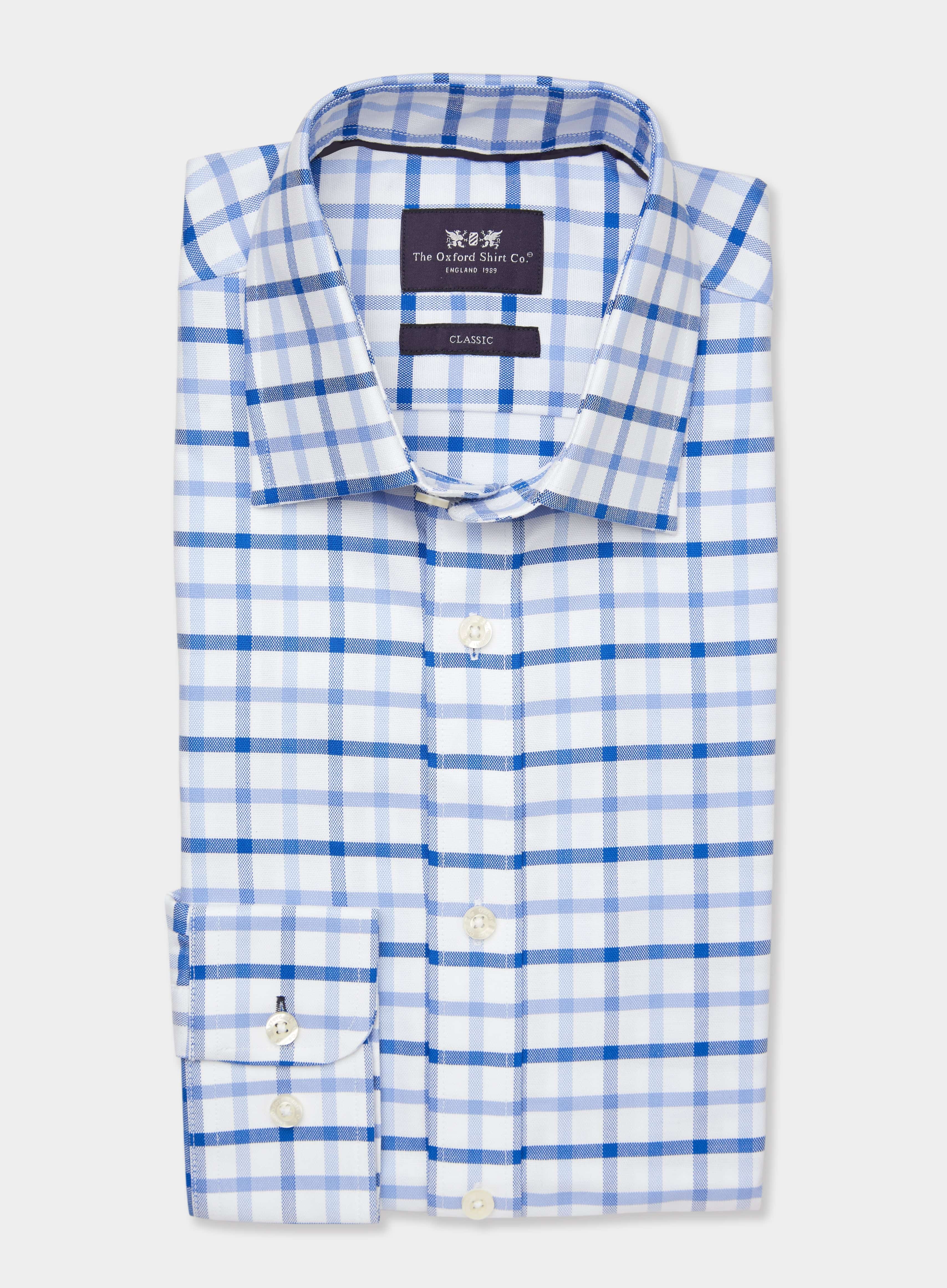 Mens Classic Shirt in Multi Blue Check - Oxford Shirt Co.