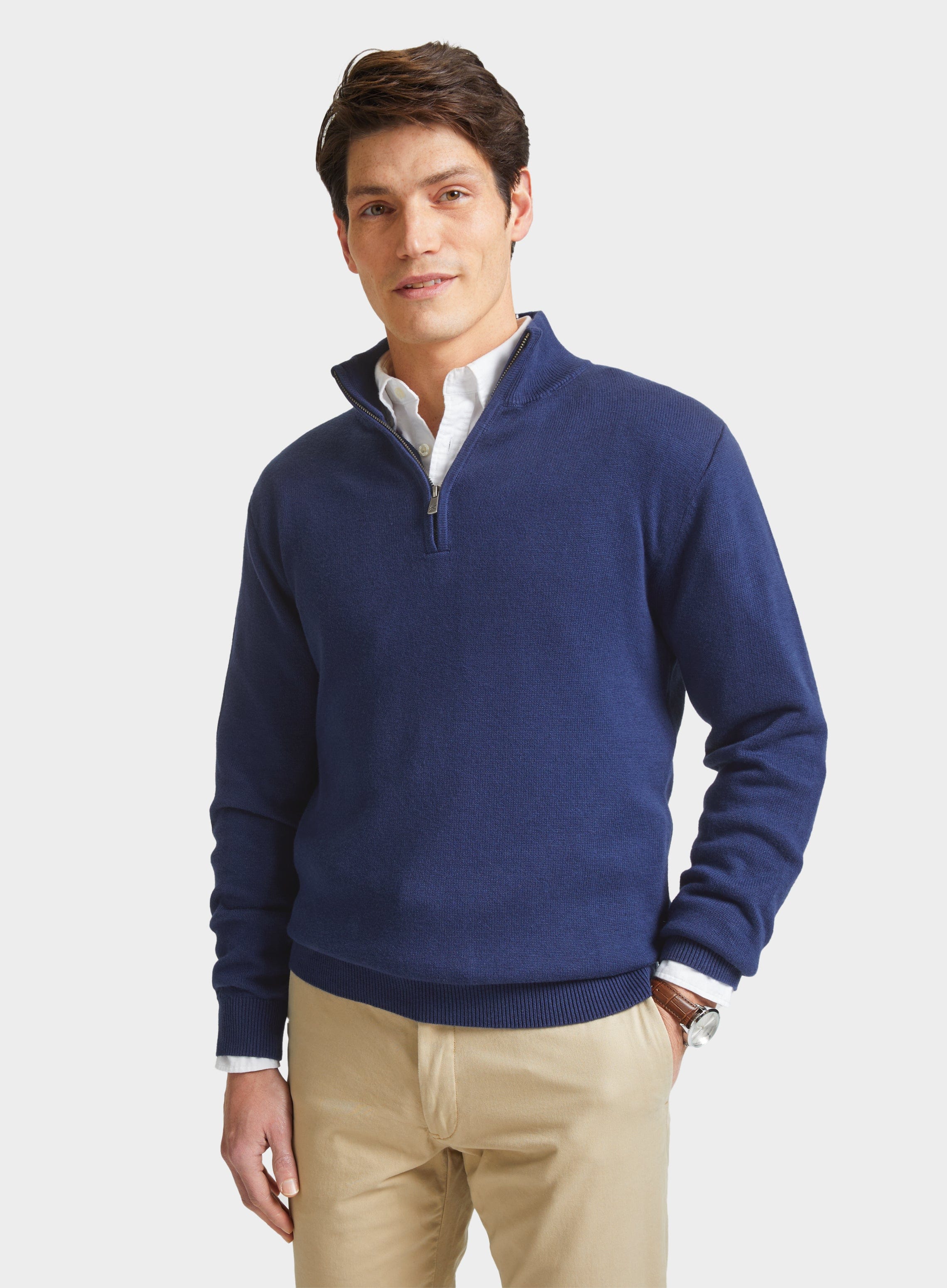 Quarter zip sweater with best sale dress shirt