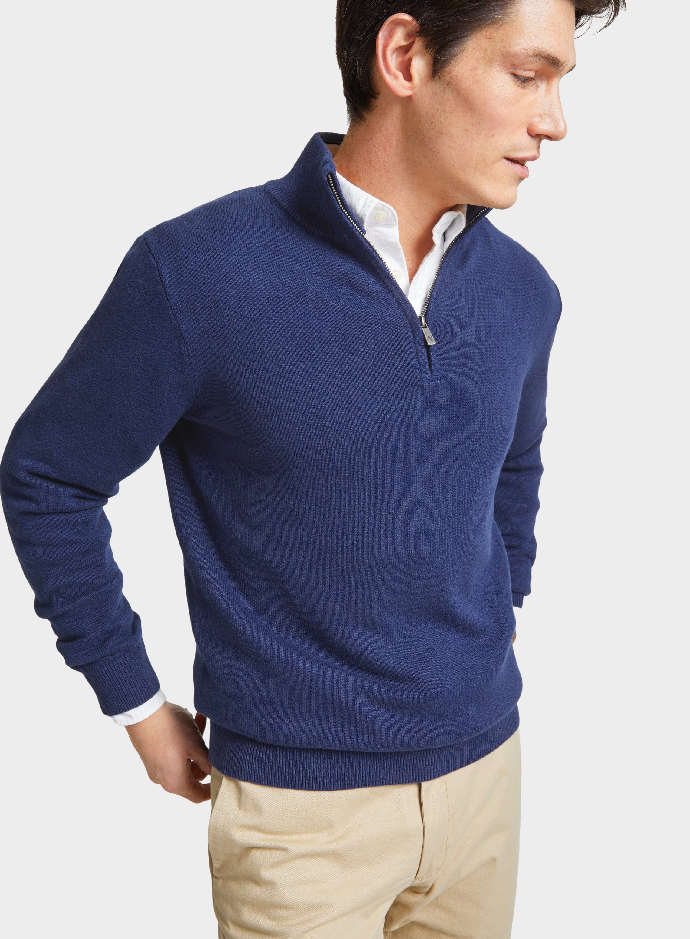 Mens cotton 2024 zip sweater