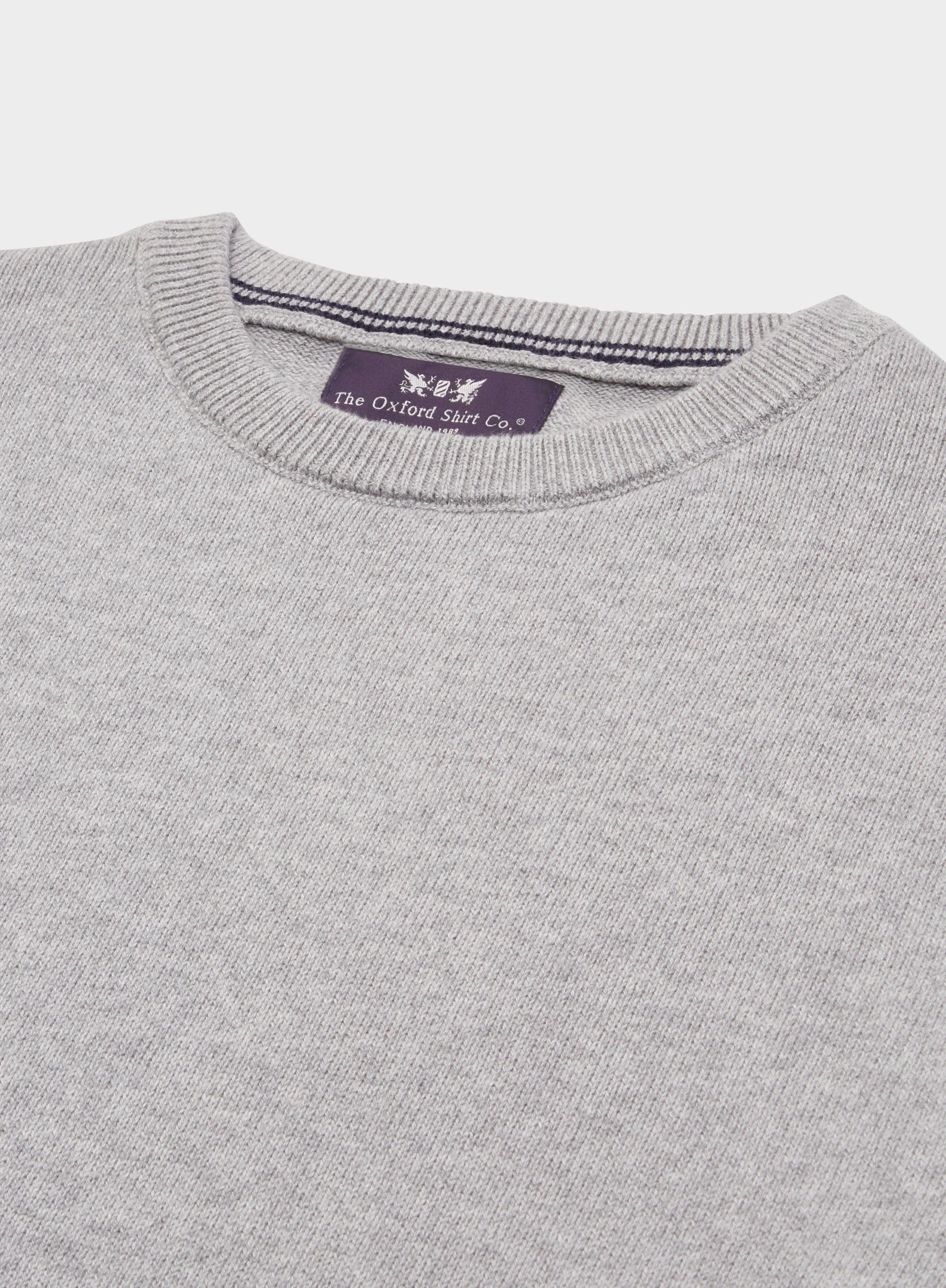 Mens Cotton Cashmere 1/4 Zip Jumper in Grey - Oxford Shirt Co.