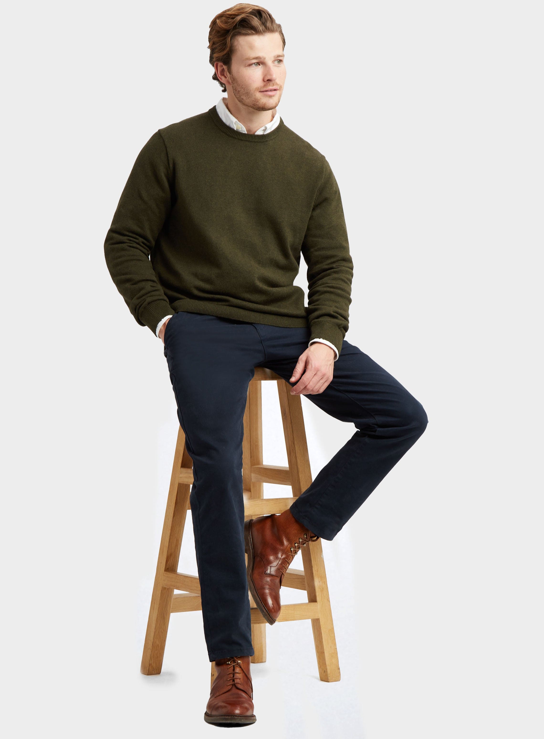 Olive sweater sale mens outfit