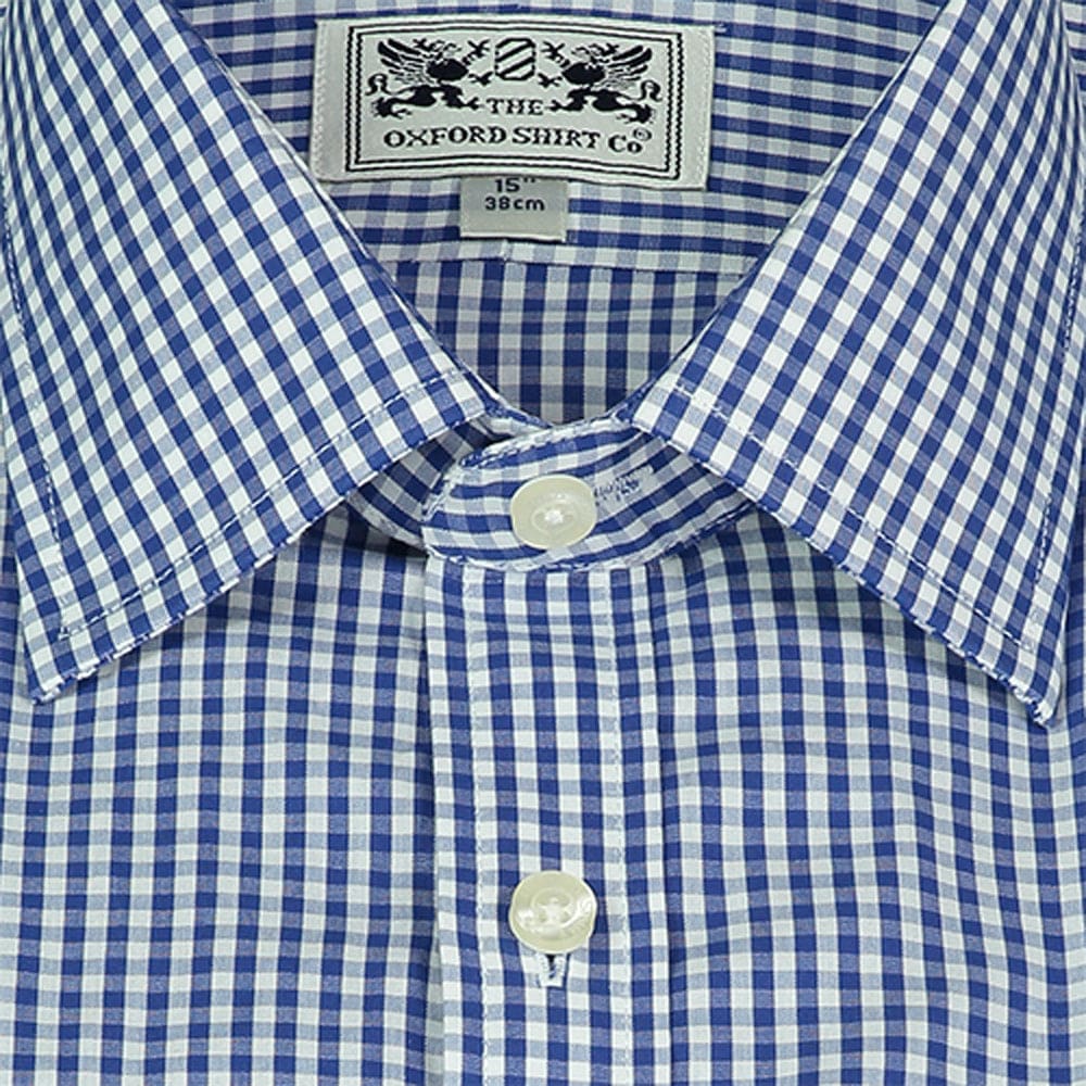 Mens Double Cuff Shirt in Navy Gingham - Oxford Shirt Co.