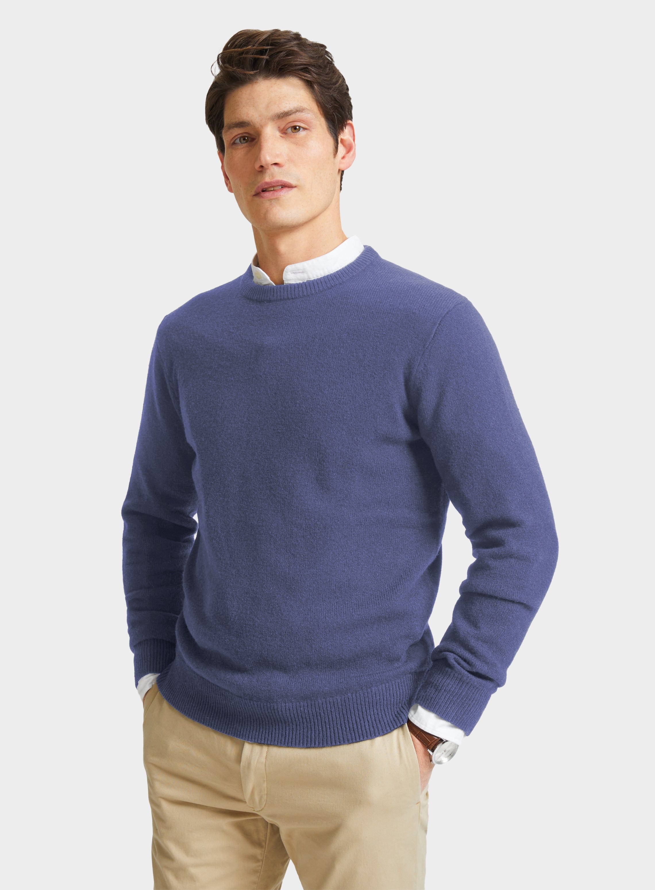 Sweater with outlet oxford shirt