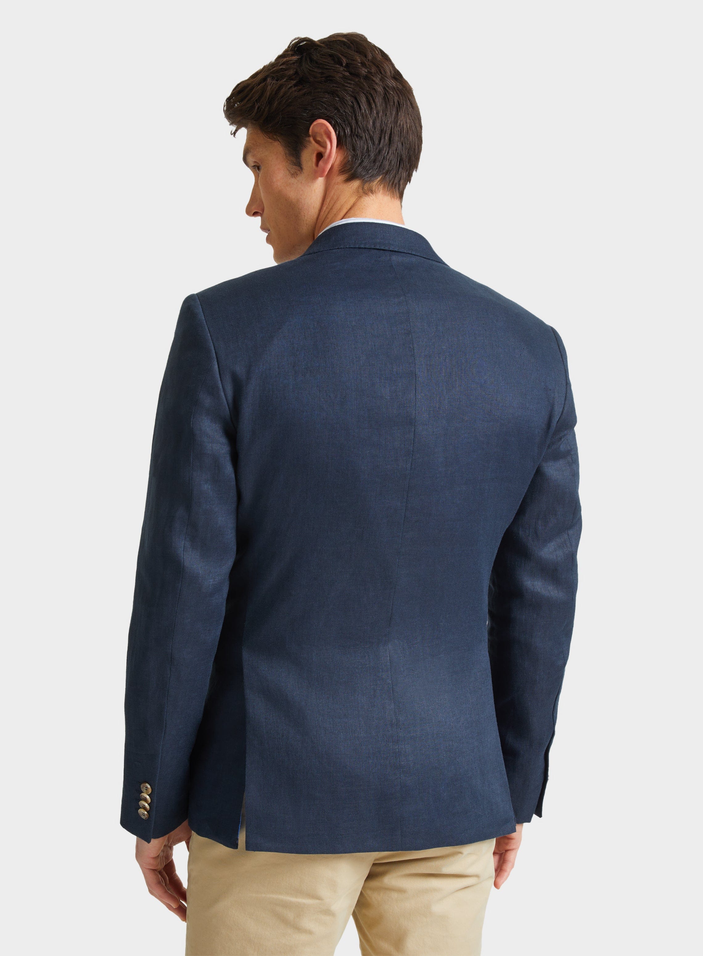 Mens Linen Jacket in Navy Oxford Shirt Co