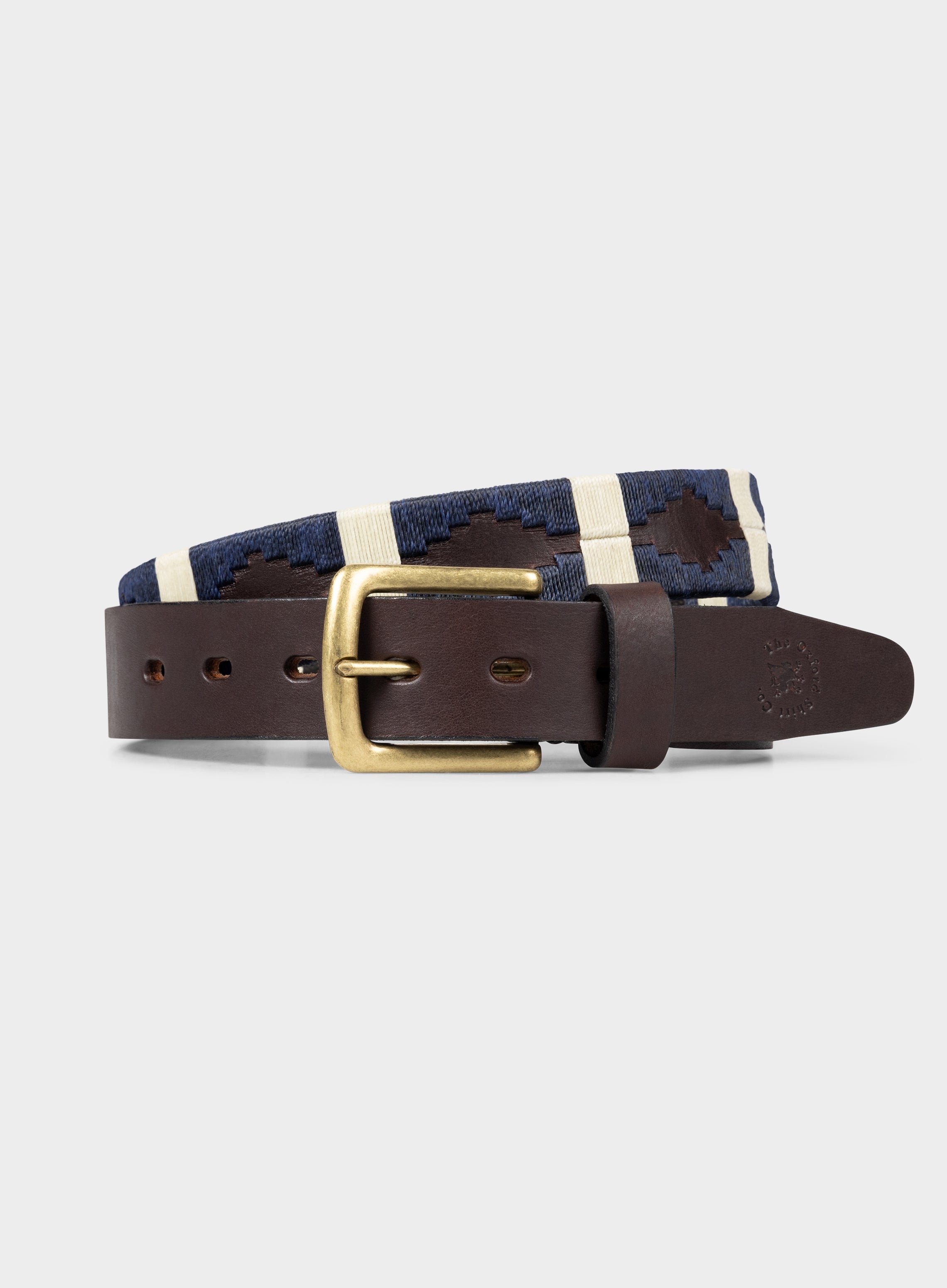 Mens Argentine Polo Belt in Navy and White - Oxford Shirt Co.